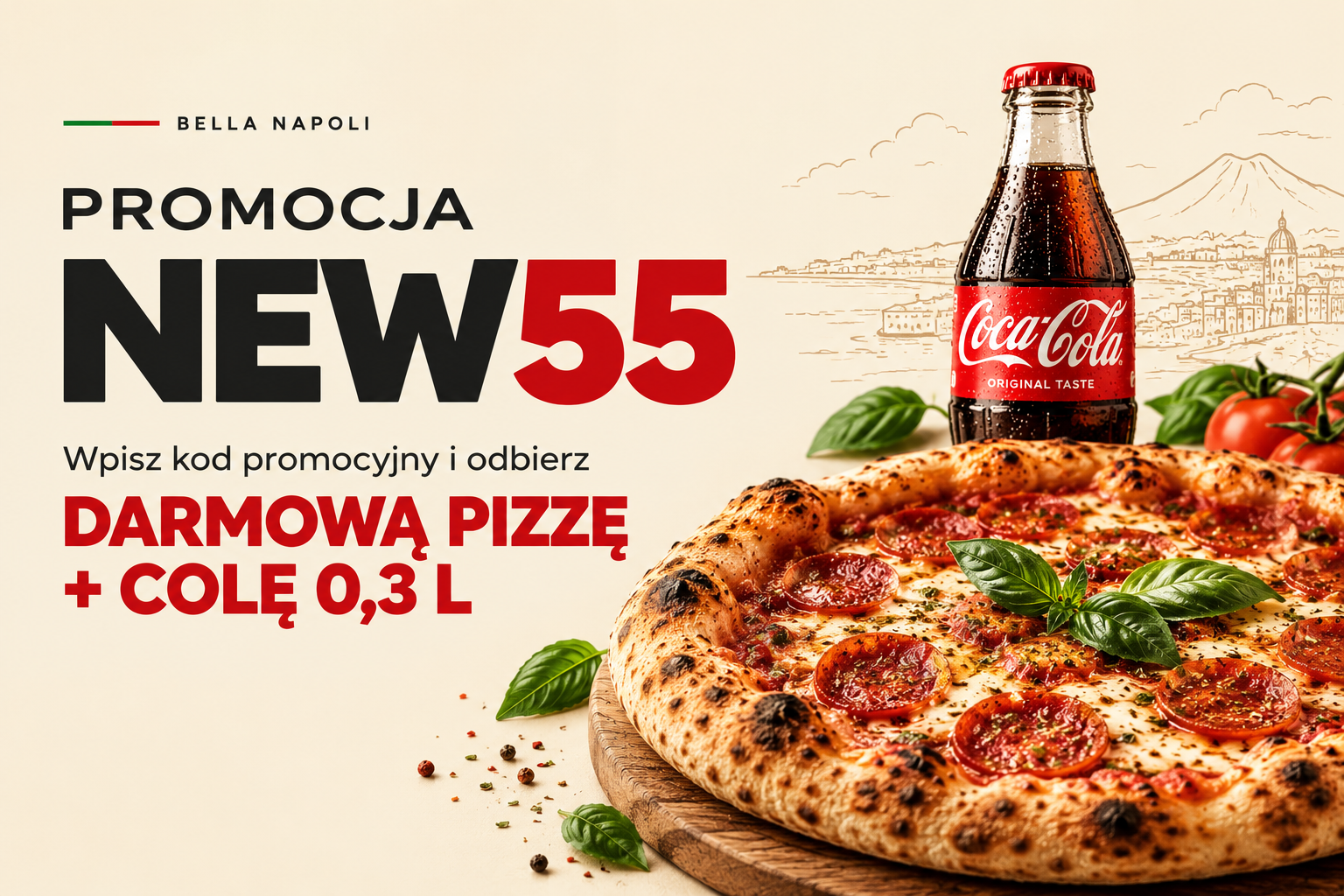 Duża Pepperoni 30 cm i Cola 0,3 l gratis
